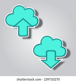 Upload and download icons. Vector
