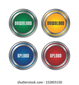 upload download round metal button