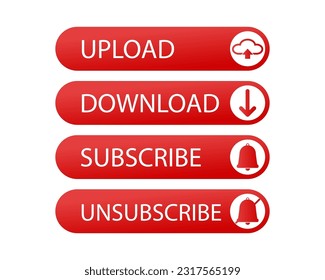 Upload, Download, subscribe, unsubscribe. Vector illustration.