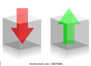 Upload and download symbols. Arrows in transparent boxes. A vector. Without mesh. - Powered by Shutterstock - Get 15% off with code: PIKWIZARD15