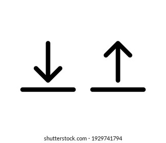 Cargar y descargar conjunto de iconos vectoriales. Símbolo de dirección. Firma de botón de aplicación e interfaz web. Aislado sobre fondo blanco.
