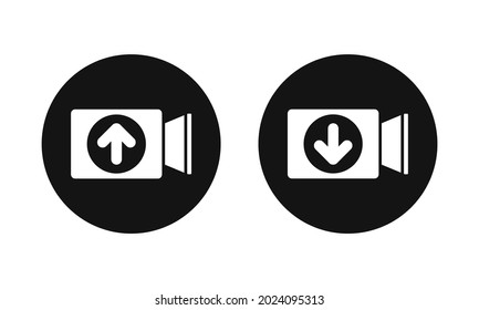 Cargar o descargar el icono del botón de vídeo. Vector de ilustración