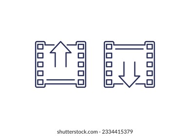 upload or download video line icon