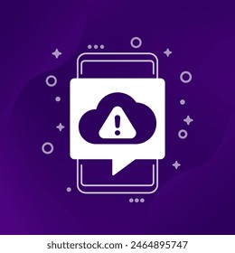 upload failure, cloud error vector icon