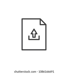 Upload file document outline icon. linear style sign for mobile concept and web design. Paper document and arrow up simple line vector icon. Symbol, logo illustration. Pixel perfect vector graphics