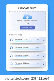 Upload file drag and drop dashboard ui template design. file uploader app ui interface pop up. vector