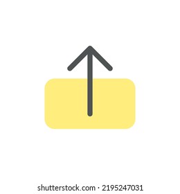 Upload file flat color ui icon. Digital transmission via internet. Share on social media. Simple filled element for mobile app. Colorful solid pictogram. Vector isolated RGB illustration