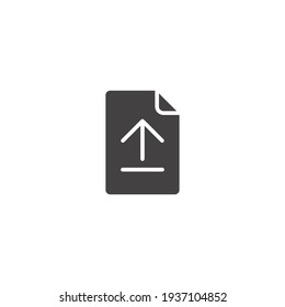 Upload file glyph icon. Simple solid style. Document, report, vector button, download get new project concept. Vector illustration isolated on white background. EPS 10.
