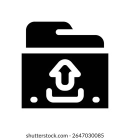 upload file glyph icon. Strong and solid vector icon for websites, mobile interfaces, presentations, and visual branding. High quality and easy to edit.