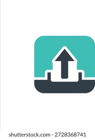 Carregar ícone de arquivo, seta apontando para cima, azul escuro e azul escuro cores, design plano moderno, elemento de interface de computador