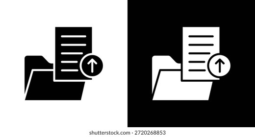 Symbol "Datei hochladen". Schwarz-Weiß einfaches flaches Design-Symbol