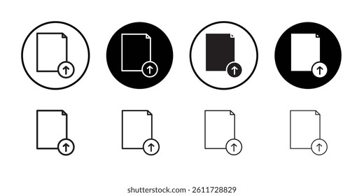 Upload file Icon Flat simple outline set