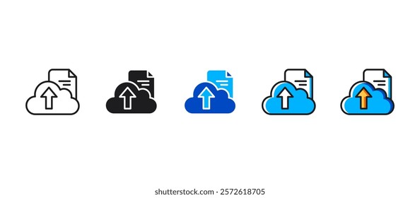 Upload file icon in flat style representing data transfer, file uploading, and cloud storage. Perfect for technology, internet, web applications, and digital platforms.