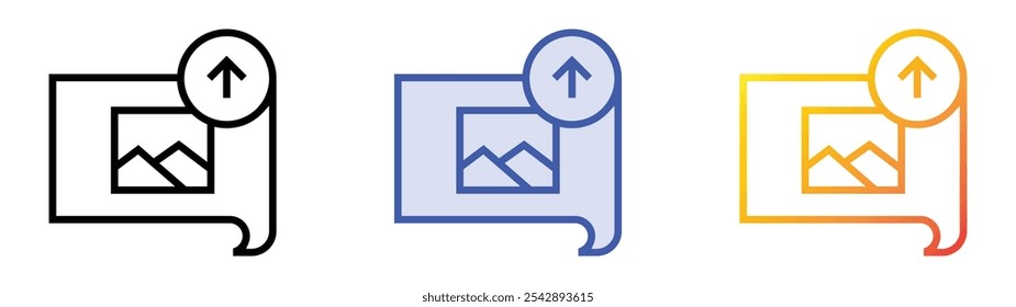 upload file icon. Linear, Blue Fill and Gradient Style Design Isolated On White Background