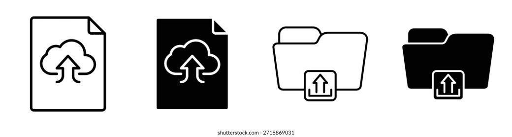 Carregar ícone de arquivo no pacote de estilo linear e clipart no plano de fundo branco.