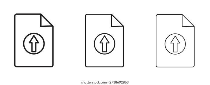 Carregar ícone de arquivo logotipo conjunto de pictogramas preto. linha fina contorno arte.