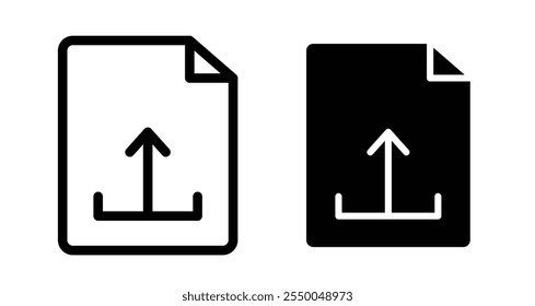 Upload file Icon set in black filled and line.