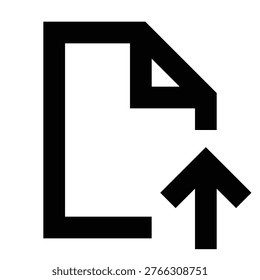 Upload file icon in sharp bold line style for sending, sharing, or exporting documents. Perfect for apps, admin tools, cloud services, web platforms, file management, and digital workflows.