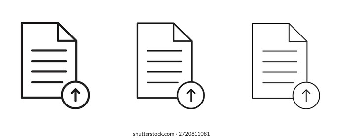 Carregar ícone de arquivo símbolo de linha fina em fundo branco, ilustração vetorial de traçado editável