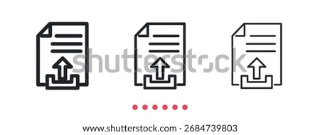 Upload file icon. Thin line icon vector