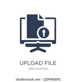 Upload file icon. Trendy flat vector Upload file icon on white background from web hosting collection, vector illustration can be use for web and mobile, eps10