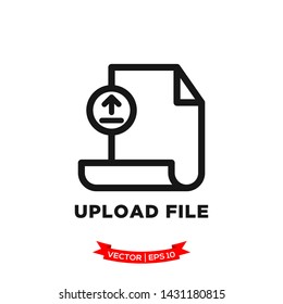 upload file icon in trendy flat style, file vector icon 