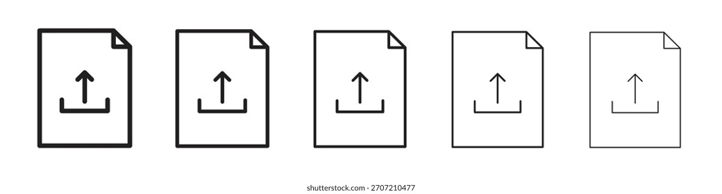 Upload file iconBlack linear bold and thin strokes set