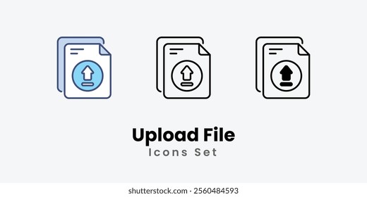 Upload File Icons thin line and glyph vector icon stock illustration