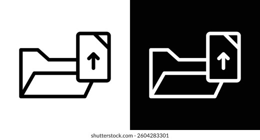 Upload file icons vectors set in stroke line style.