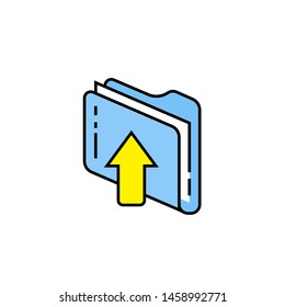 Upload file line icon. Send data folder sign. Computer document backup arrow symbol. Vector illustration.