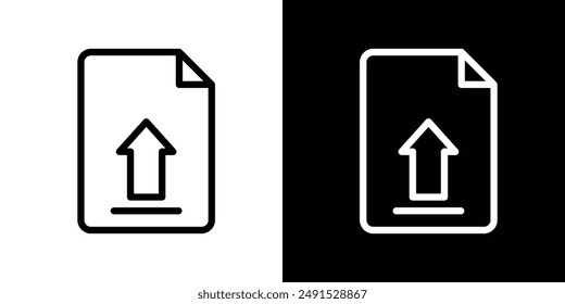 Upload file outlined icon set in black and white colors