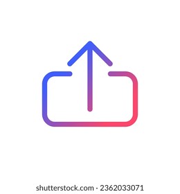Upload file pixel perfect gradient linear ui icon. Digital transmission. Share on social media. Line color user interface symbol. Modern style pictogram. Vector isolated outline illustration