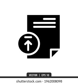 Upload File Silhouette icon vector, illustration logo template in trendy style. Suitable for many purposes.