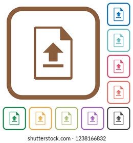 Upload file simple icons in color rounded square frames on white background