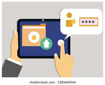 Upload file, smart phone, file, arrow, flat design vector illustration
