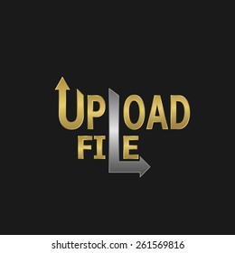 Upload file symbol on the black background. Vector illustration.