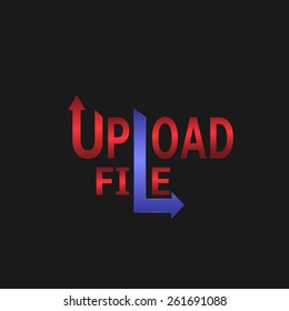 Upload file symbol on the black background. Vector illustration.