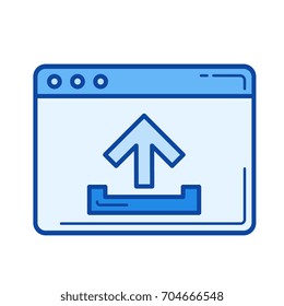 Upload file vector line icon isolated on white background. Upload file line icon for infographic, website or app. Blue icon designed on a grid system.