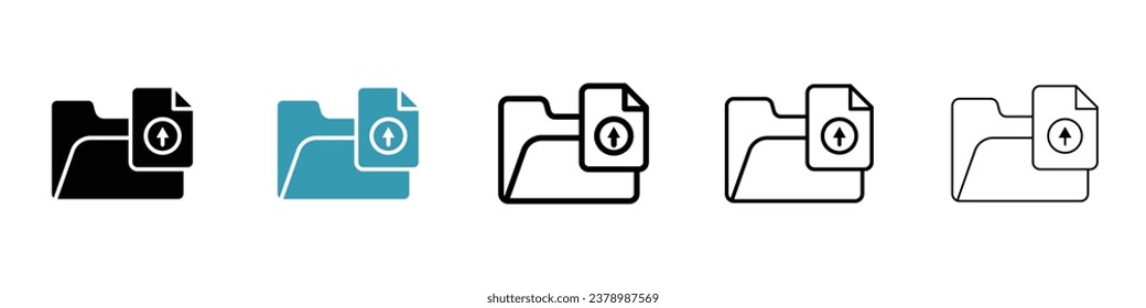 Upload file vector thin line icon set. Upload document vector symbol for web ui designs