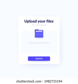 Upload Files Form With Submit Button, Vector Ui Design
