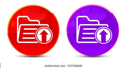 Icono de carga de archivos aislados en la ilustración de botones redondos brillante