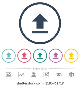 Upload flat color icons in round outlines. 6 bonus icons included.