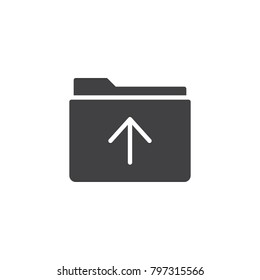 Upload folder icon vector, filled flat sign, solid pictogram isolated on white. Symbol, logo illustration.