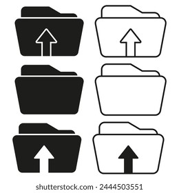 Conjunto de iconos de carpeta de Cargar. Símbolos de almacenamiento de documentos y Cargar de archivos. Ilustración vectorial. EPS 10.