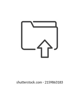 Upload folder line icon. linear style sign for mobile concept and web design. Document folder and arrow up outline vector icon. Symbol, logo illustration. Vector graphics