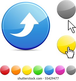 Upload glossy vibrant round icon.