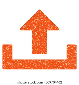 Upload grainy textured icon for overlay watermark stamps. Flat symbol with dust texture. Dotted vector orange ink rubber seal stamp with grunge design on a white background.
