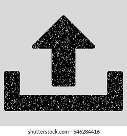 Upload grainy textured icon for overlay watermark stamps. Flat symbol with dust texture. Dotted vector black ink rubber seal stamp with grunge design on a light gray background.
