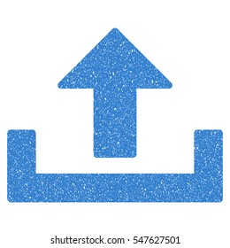 Upload grainy textured icon for overlay watermark stamps. Flat symbol with scratched texture. Dotted vector cobalt ink rubber seal stamp with grunge design on a white background.