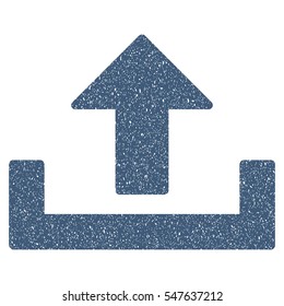 Upload grainy textured icon for overlay watermark stamps. Flat symbol with dust texture. Dotted vector blue ink rubber seal stamp with grunge design on a white background.